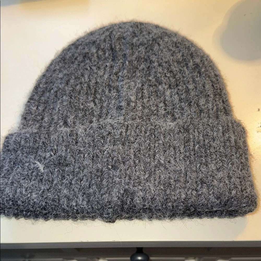 Kids Gray Knit Beanie with Pastel Bows